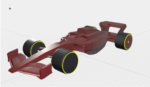A screenshot from inside blender showing the final model of one of the F1 cars